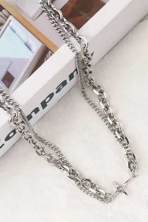 Quick Outfits, Modest Fashion Outfits Ideas Y2K Star Double Chain Necklace