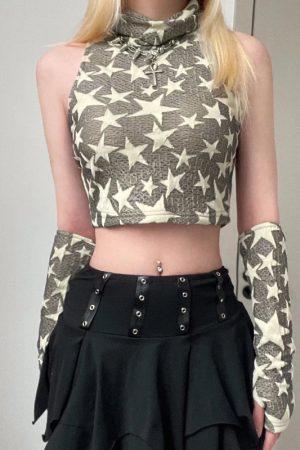 Quick Outfits, Modest Fashion Outfits Ideas Y2K Star Embroidered Crop Top