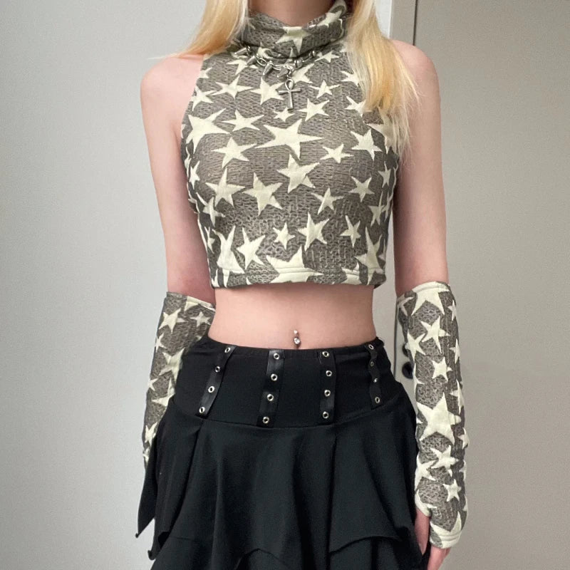 Quick Outfits, Modest Fashion Outfits Ideas Y2K Star Embroidered Crop Top Quick Outfits, Modest Fashion Outfits Ideas Y2K Star Embroidered Crop Top