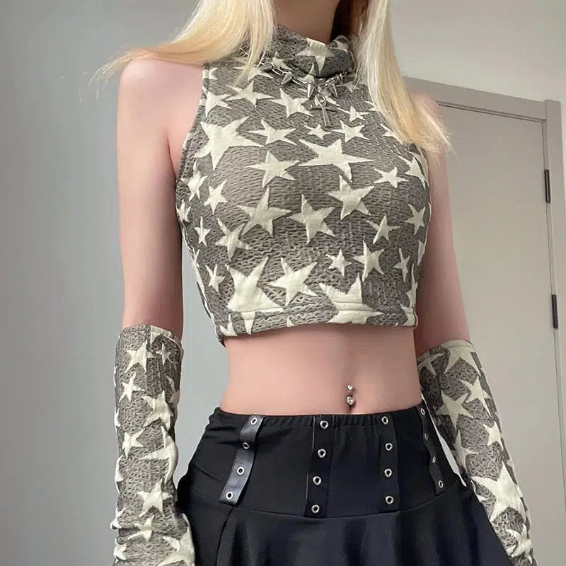 Quick Outfits, Modest Fashion Outfits Ideas Y2K Star Embroidered Crop Top Quick Outfits, Modest Fashion Outfits Ideas Y2K Star Embroidered Crop Top