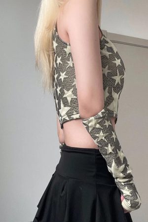 Quick Outfits, Modest Fashion Outfits Ideas Y2K Star Embroidered Crop Top