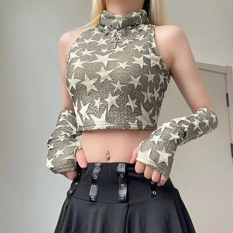 Quick Outfits, Modest Fashion Outfits Ideas Y2K Star Embroidered Crop Top Quick Outfits, Modest Fashion Outfits Ideas Y2K Star Embroidered Crop Top