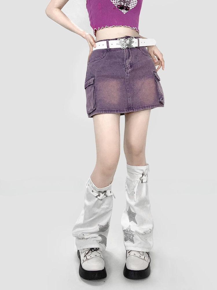 Quick Outfits, Modest Fashion Outfits Ideas Y2K Star Patch Belted Leg Warmers Quick Outfits, Modest Fashion Outfits Ideas Y2K Star Patch Belted Leg Warmers