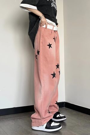 Quick Outfits, Modest Fashion Outfits Ideas Y2K Star Printed Jeans