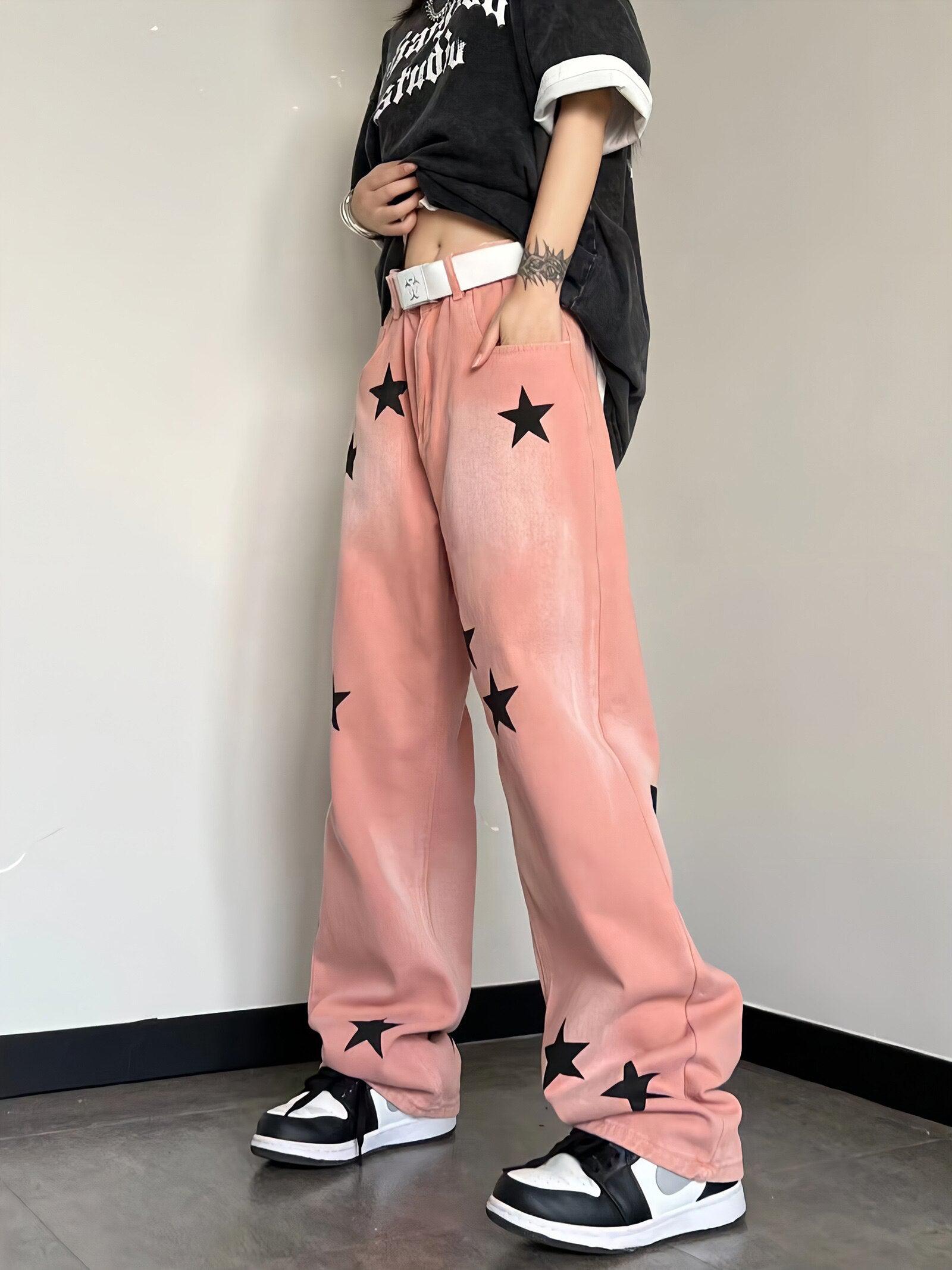 Quick Outfits, Modest Fashion Outfits Ideas Y2K Star Printed Jeans Quick Outfits, Modest Fashion Outfits Ideas Y2K Star Printed Jeans