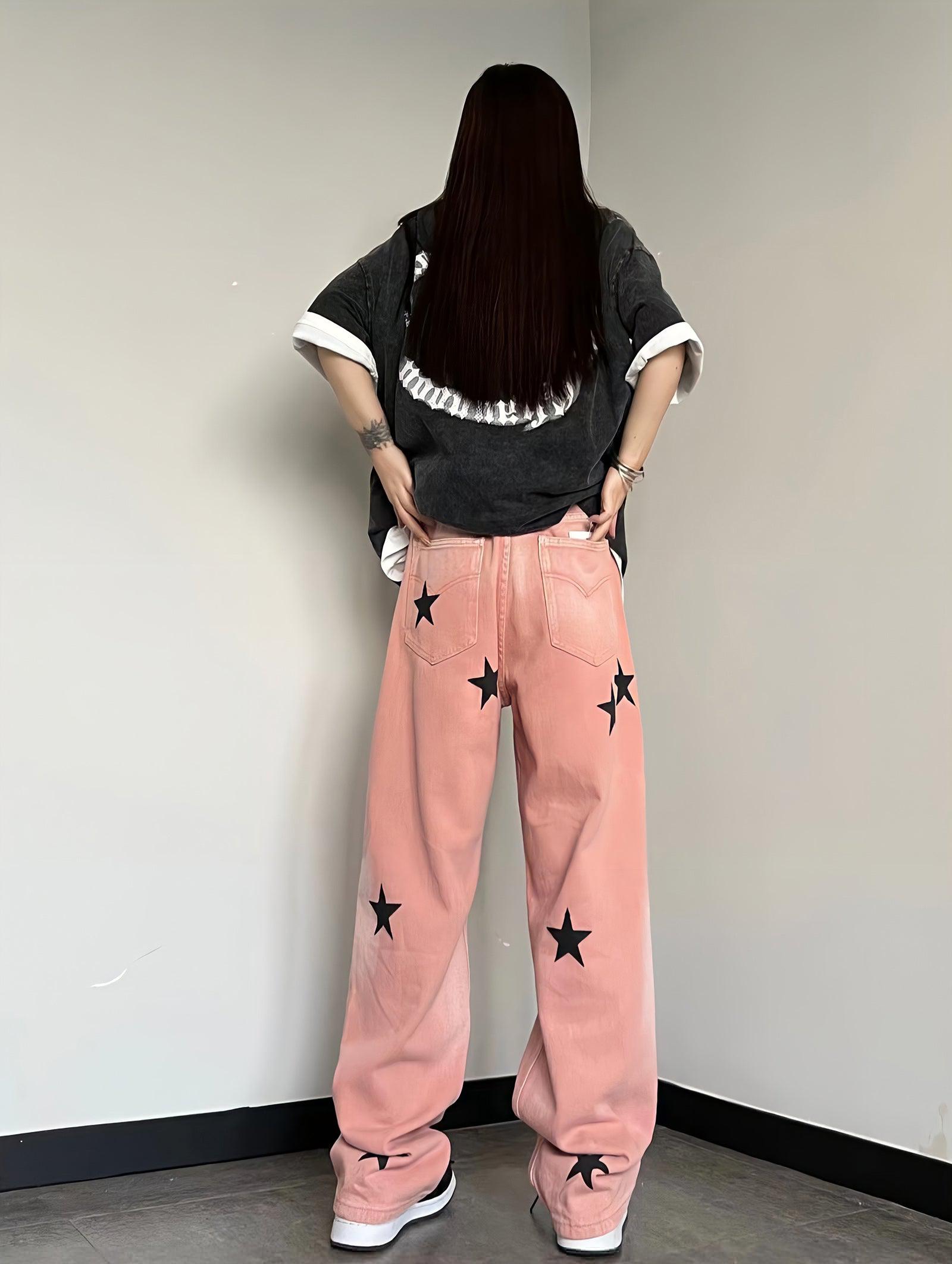 Quick Outfits, Modest Fashion Outfits Ideas Y2K Star Printed Jeans Quick Outfits, Modest Fashion Outfits Ideas Y2K Star Printed Jeans