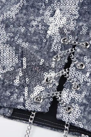 Quick Outfits, Modest Fashion Outfits Ideas Y2K Star Sequined Crop Top