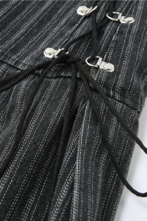 Quick Outfits, Modest Fashion Outfits Ideas Y2K Striped Lace Up Mini Skirt