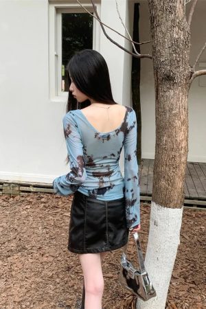 Quick Outfits, Modest Fashion Outfits Ideas Y2K Tie Dye Sheer Tee