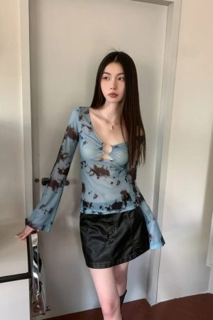 Quick Outfits, Modest Fashion Outfits Ideas Y2K Tie Dye Sheer Tee