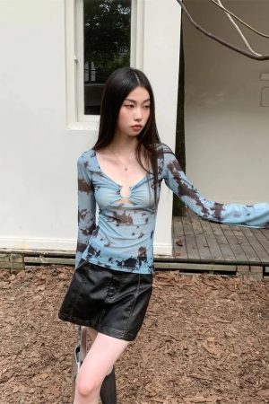 Quick Outfits, Modest Fashion Outfits Ideas Y2K Tie Dye Sheer Tee