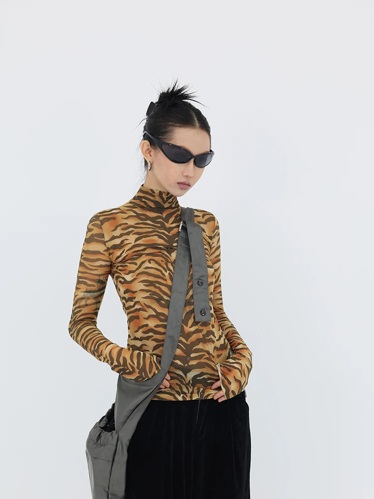 Quick Outfits, Modest Fashion Outfits Ideas Y2K Tiger Mesh Top Quick Outfits, Modest Fashion Outfits Ideas Y2K Tiger Mesh Top