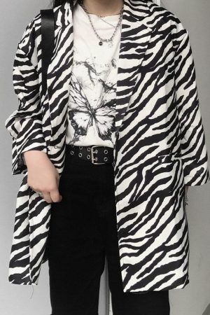 Quick Outfits, Modest Fashion Outfits Ideas Zebra Print Long Blazer