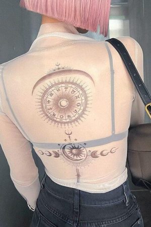 Quick Outfits, Modest Fashion Outfits Ideas Zodiac Graphic Mesh Top