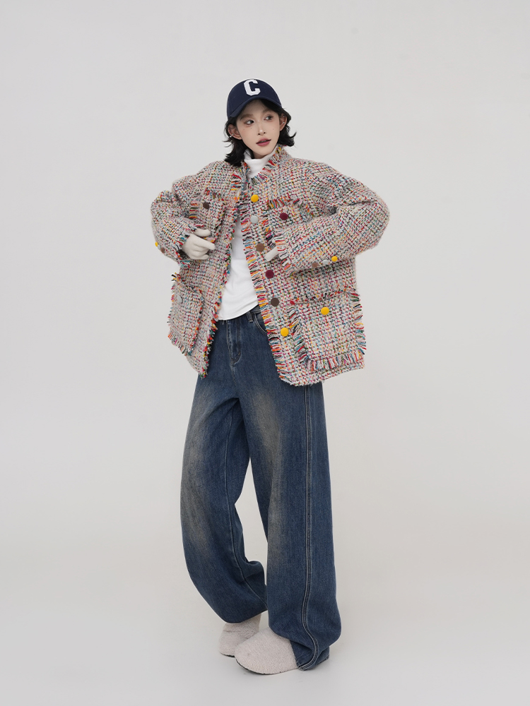 Quilted Tassel Round Neck Wind Coat for Women - Thickened Loose Winter Top in Korean Style - Cozy and Warm Fashion Outerwear