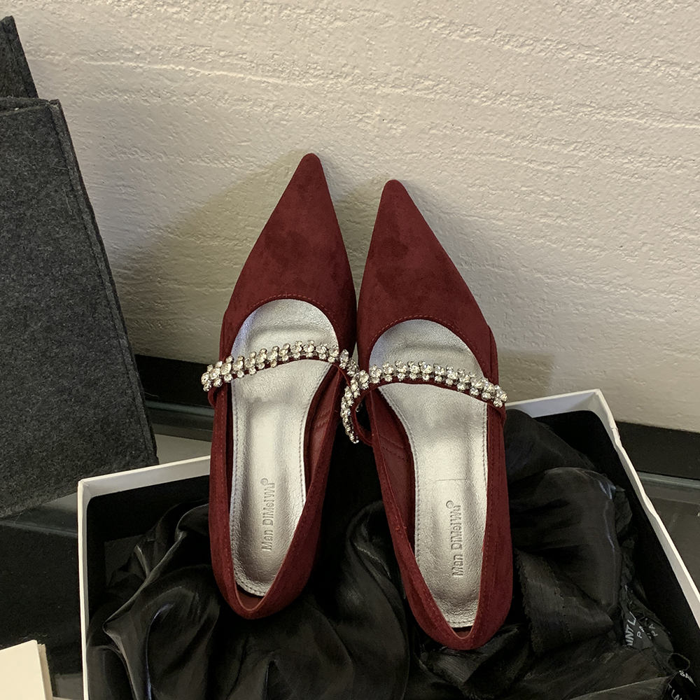 Red Chunky Heels Mary Jane Wedding Shoes with Rhinestones for Spring & Autumn 2025 - Stylish Pointed-Toe Design for Dresses Red Chunky Heels Mary Jane Wedding Shoes with Rhinestones for Spring & Autumn 2025 - Stylish Pointed-Toe Design for Dresses
