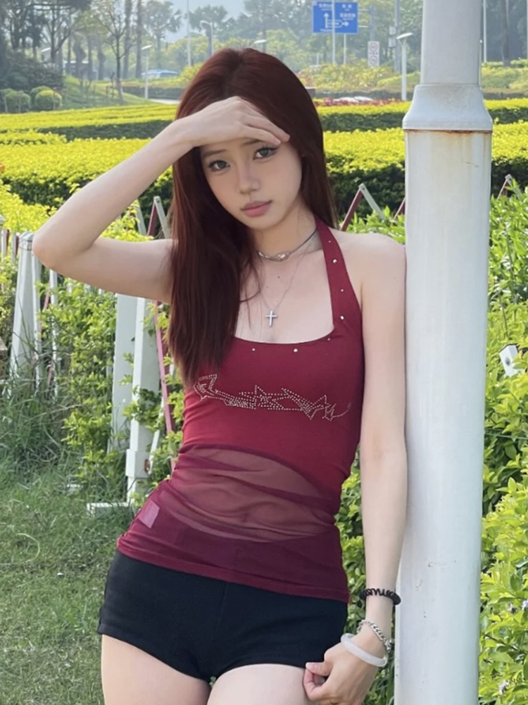 Red Fitted Camisole Top for Women - Spicy Girl K-Pop Style Jazz Dance Top for Music Festival Outfits