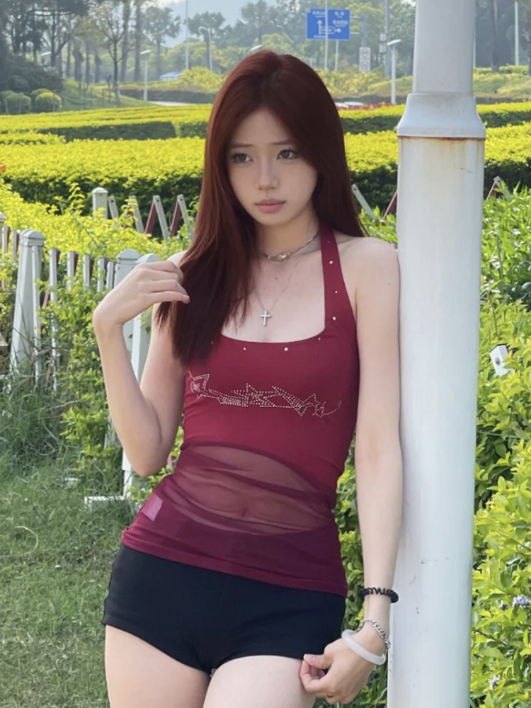 Red Fitted Camisole Top for Women - Spicy Girl K-Pop Style Jazz Dance Top for Music Festival Outfits Red Fitted Camisole Top for Women - Spicy Girl K-Pop Style Jazz Dance Top for Music Festival Outfits