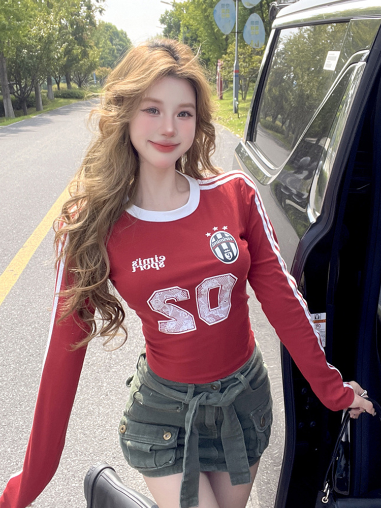Red Fitted Jazz Top for Women, K-Pop Inspired Autumn Winter Performance Shirt, Music Festival Outfit Red Fitted Jazz Top for Women, K-Pop Inspired Autumn Winter Performance Shirt, Music Festival Outfit