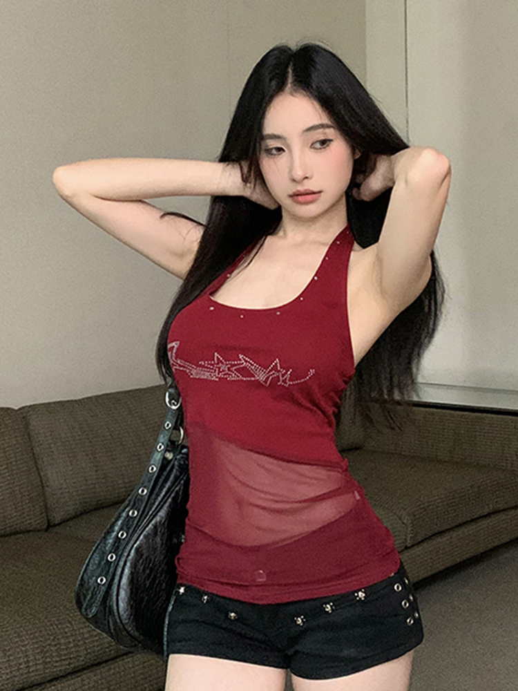 Red Halter Top for Women - K-Pop Inspired Dance Outfit, Perfect for Music Festivals and Jazz Dancing, Hot Girl Style Red Halter Top for Women - K-Pop Inspired Dance Outfit, Perfect for Music Festivals and Jazz Dancing, Hot Girl Style