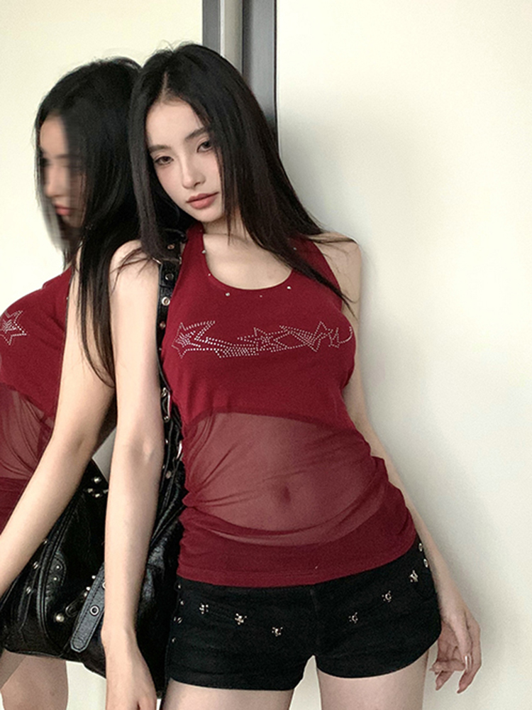 Red Halter Top for Women - K-Pop Inspired Dance Outfit, Perfect for Music Festivals and Jazz Dancing, Hot Girl Style Red Halter Top for Women - K-Pop Inspired Dance Outfit, Perfect for Music Festivals and Jazz Dancing, Hot Girl Style