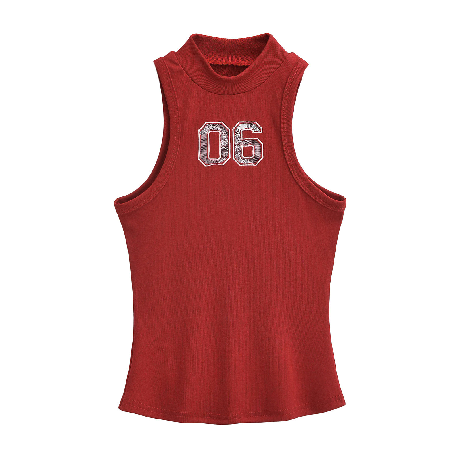 Red High-Neck Jazz Dance Outfit for Women - Dual-Waist Contrasting Straight-Leg Cargo Pants, Stylish Performance Wear