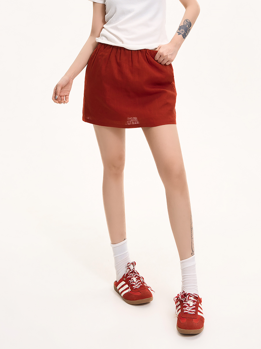 Red High-Waisted A-Line Bodycon Skirt for Women, Summer Korean Style, Loose & Versatile Short Skirt, 90s Inspired Fashion Red High-Waisted A-Line Bodycon Skirt for Women, Summer Korean Style, Loose & Versatile Short Skirt, 90s Inspired Fashion