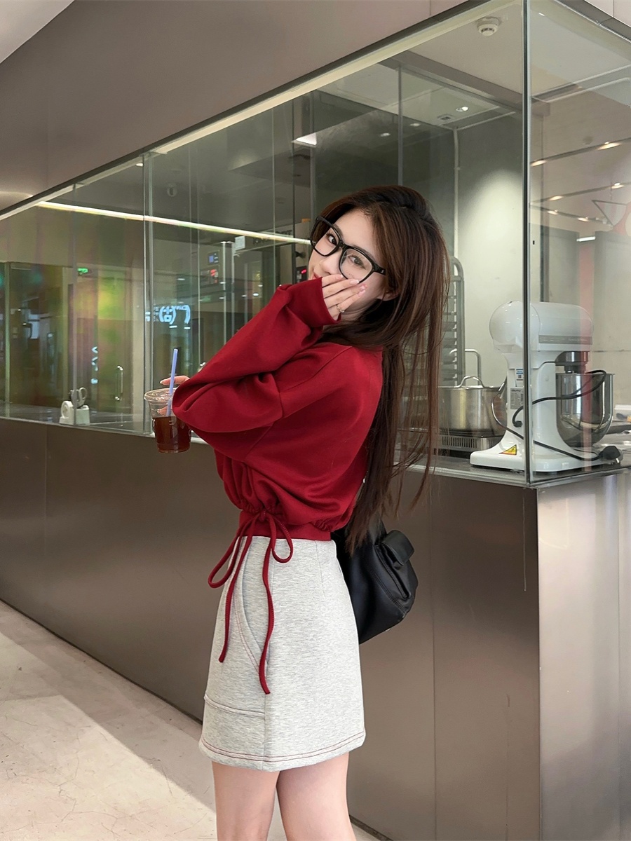 Red Hip Hop Short Sweatshirt - Spicy Girl Stage Outfit for Jazz Dance - Trendy Performance Top for Girl Group Events Red Hip Hop Short Sweatshirt - Spicy Girl Stage Outfit for Jazz Dance - Trendy Performance Top for Girl Group Events