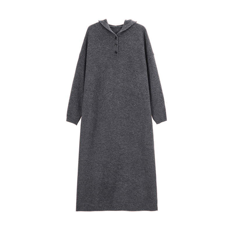 Red Hooded Long Sleeve Dress for Women - Korean Style, Elegant Loose Fit, Autumn and Winter Fashion, Casual Oversized Dress