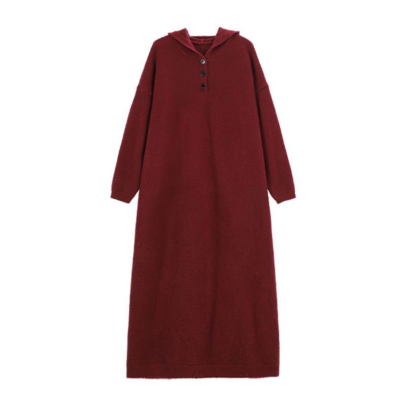 Red Hooded Long Sleeve Dress for Women - Korean Style, Elegant Loose Fit, Autumn and Winter Fashion, Casual Oversized Dress Red Hooded Long Sleeve Dress for Women - Korean Style, Elegant Loose Fit, Autumn and Winter Fashion, Casual Oversized Dress