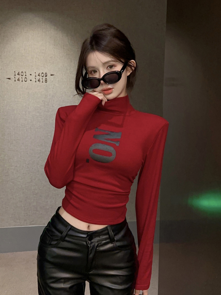 Red Jazz Dance Top for Women - Slim-Fit K-Pop Style Shirt for Autumn & Winter Music Festival Outfits Red Jazz Dance Top for Women - Slim-Fit K-Pop Style Shirt for Autumn & Winter Music Festival Outfits