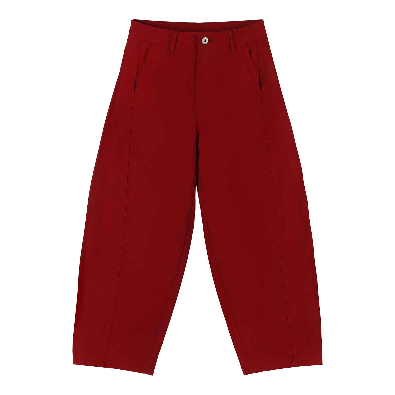 Red Loose Wide-Leg Jeans for Women - Petite Fit, Straight-Leg Style for Pear-Shaped Figures, Trendy 2025 Spring Autumn Fashion