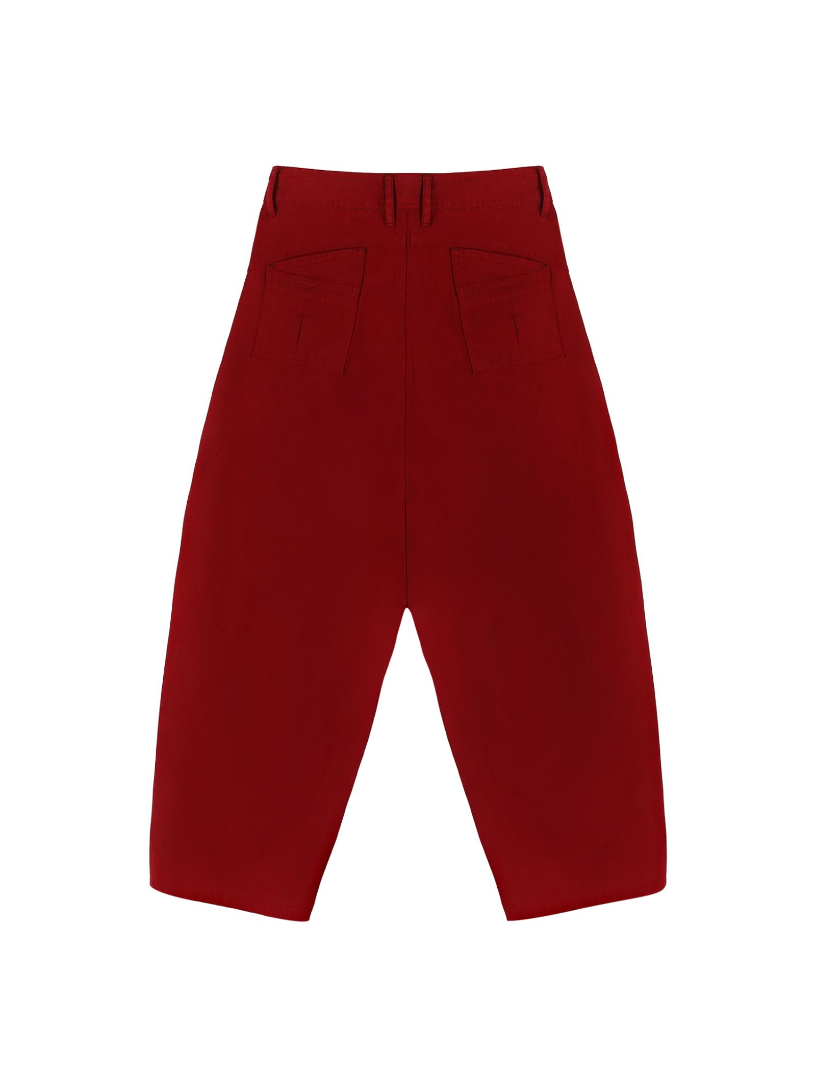 Red Loose Wide-Leg Jeans for Women - Petite Fit, Straight-Leg Style for Pear-Shaped Figures, Trendy 2025 Spring Autumn Fashion