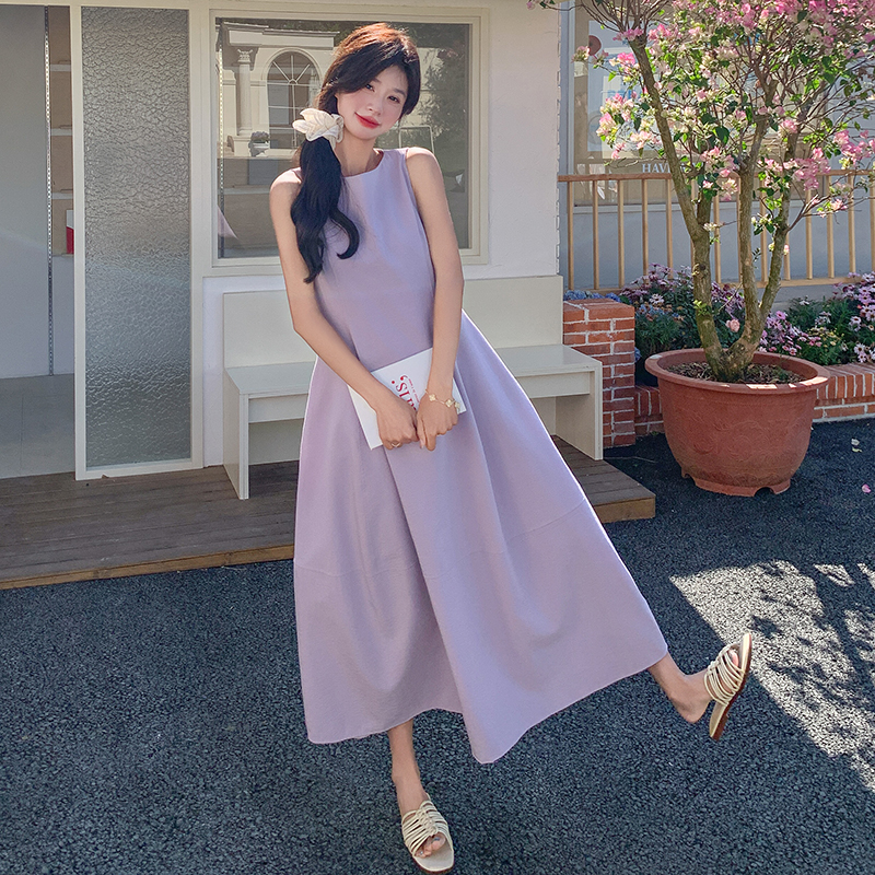 Relaxed Fit Dopamine Purple Sleeveless Maxi Dress for Women, Stunning Summer 2025 Vacation Style Relaxed Fit Dopamine Purple Sleeveless Maxi Dress for Women, Stunning Summer 2025 Vacation Style