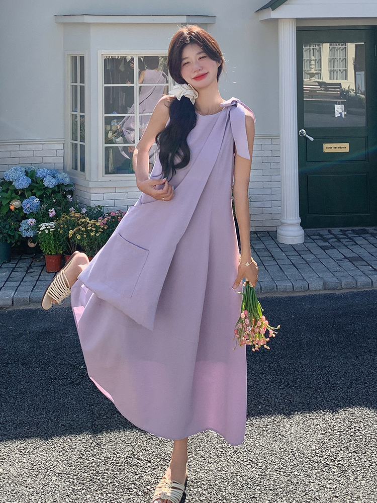 Relaxed Fit Dopamine Purple Sleeveless Maxi Dress for Women, Stunning Summer 2025 Vacation Style Relaxed Fit Dopamine Purple Sleeveless Maxi Dress for Women, Stunning Summer 2025 Vacation Style