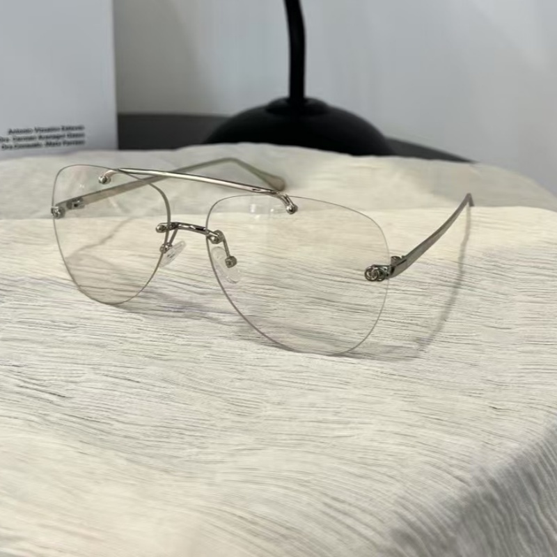 Retro American Frameless Sunglasses for Blue Light Protection, Myopia-Friendly, Flattering for Round Faces, Women's Y2K Style Accessory