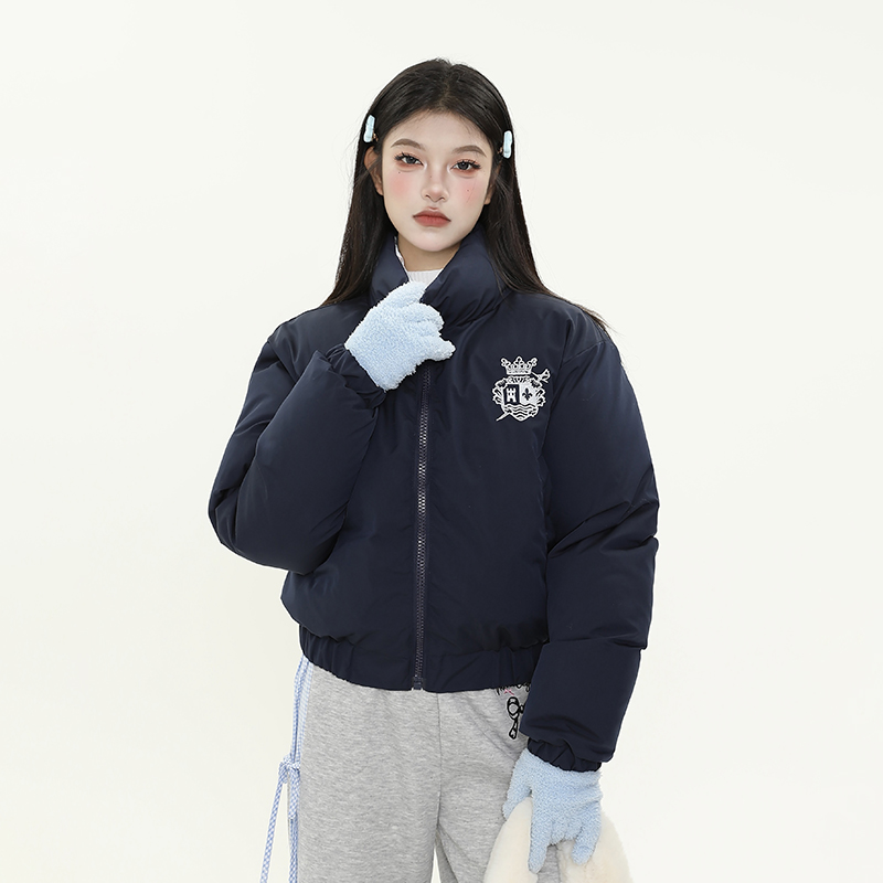 Retro American Style All-Over Print Dog Double-Sided Short Cotton Jacket for Women - Thick Warm Winter Coat Retro American Style All-Over Print Dog Double-Sided Short Cotton Jacket for Women - Thick Warm Winter Coat