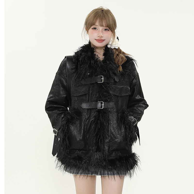 Retro American-Style High-End Faux Fur Coat for Women - Thick Warm Winter Cotton Jacket Retro American-Style High-End Faux Fur Coat for Women - Thick Warm Winter Cotton Jacket