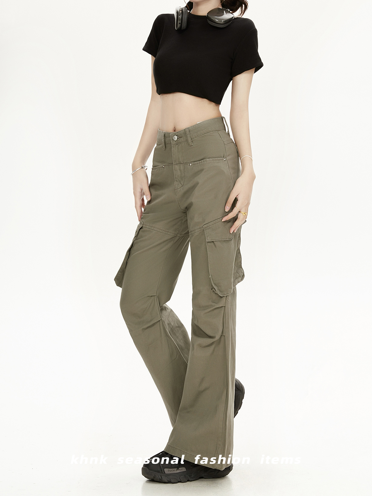 Retro American-Style Loose Multi-Pocket Work Pants for Women, Casual Straight-Leg Trousers for Spring and Autumn Fashion