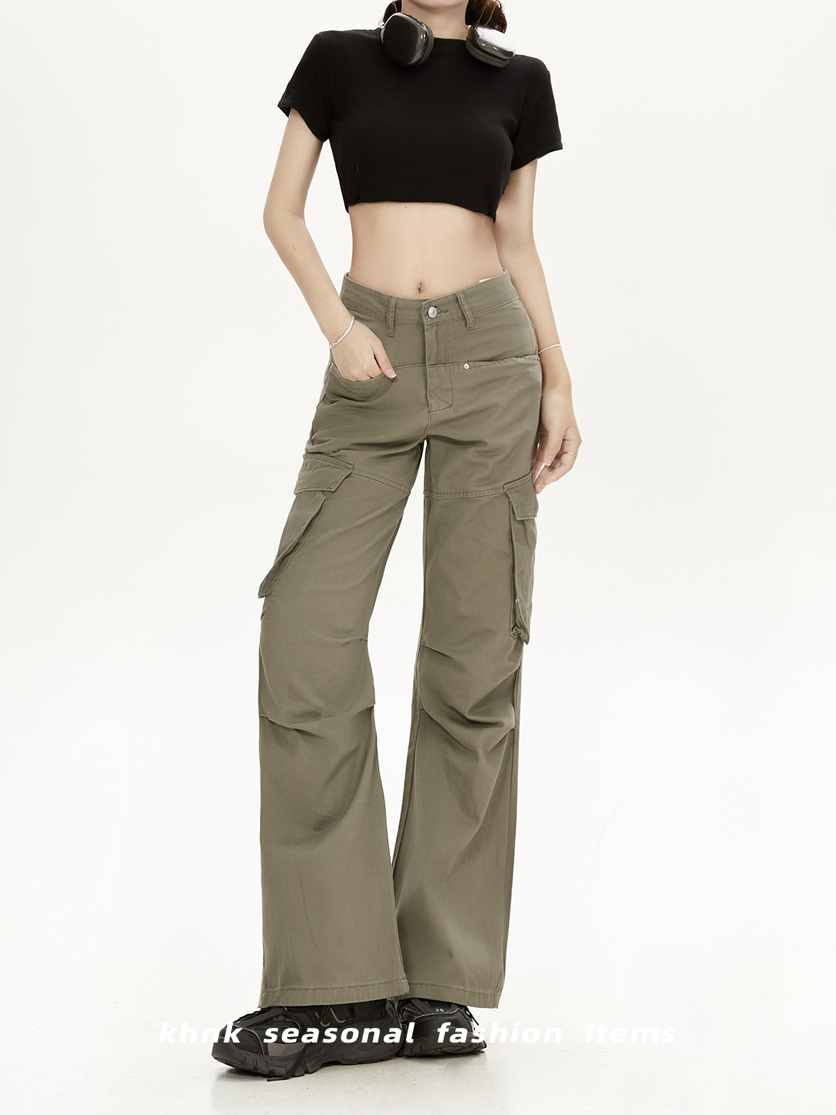 Retro American-Style Loose Multi-Pocket Work Pants for Women, Casual Straight-Leg Trousers for Spring and Autumn Fashion Retro American-Style Loose Multi-Pocket Work Pants for Women, Casual Straight-Leg Trousers for Spring and Autumn Fashion