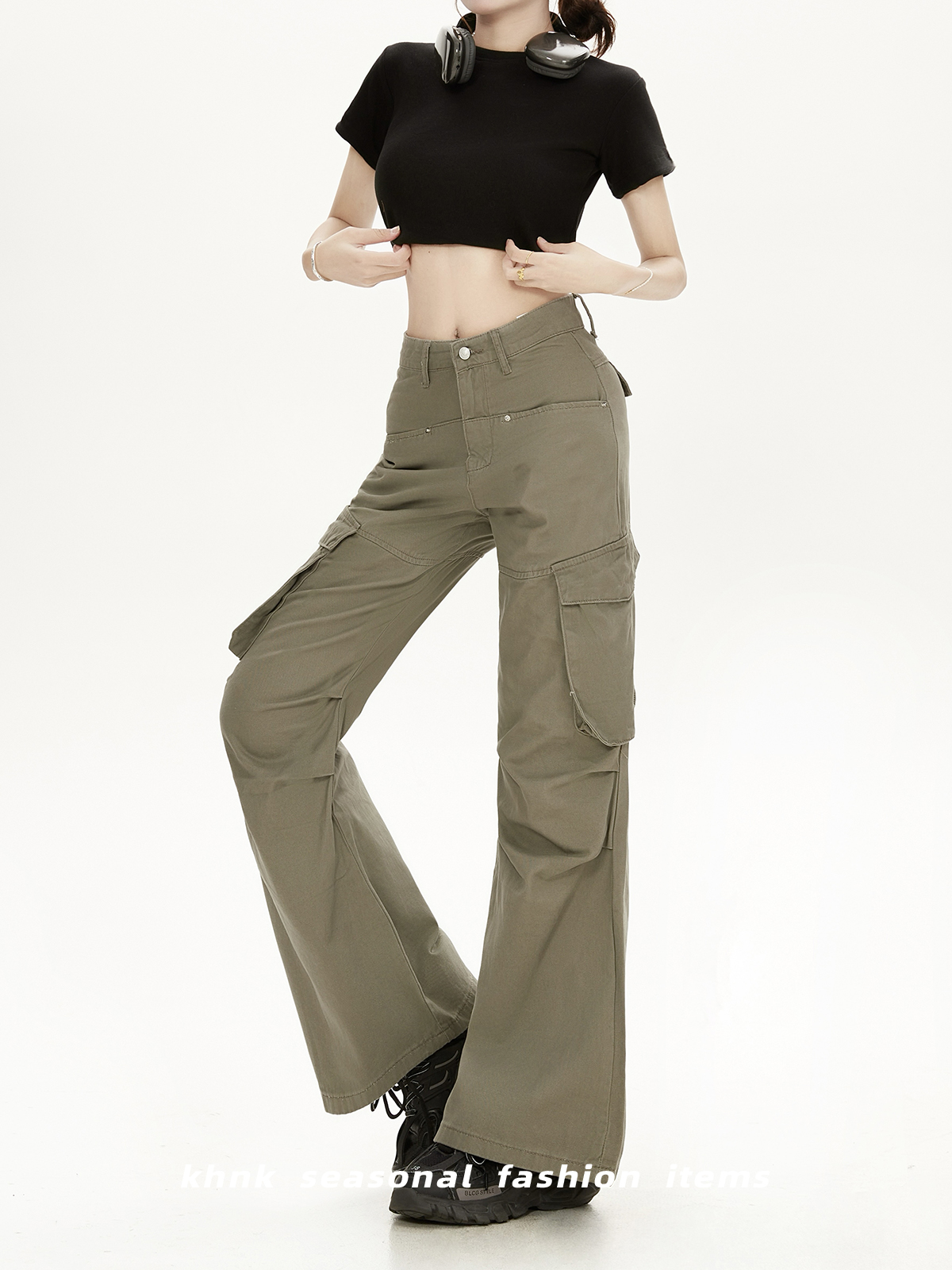 Retro American-Style Loose Multi-Pocket Work Pants for Women, Casual Straight-Leg Trousers for Spring and Autumn Fashion Retro American-Style Loose Multi-Pocket Work Pants for Women, Casual Straight-Leg Trousers for Spring and Autumn Fashion