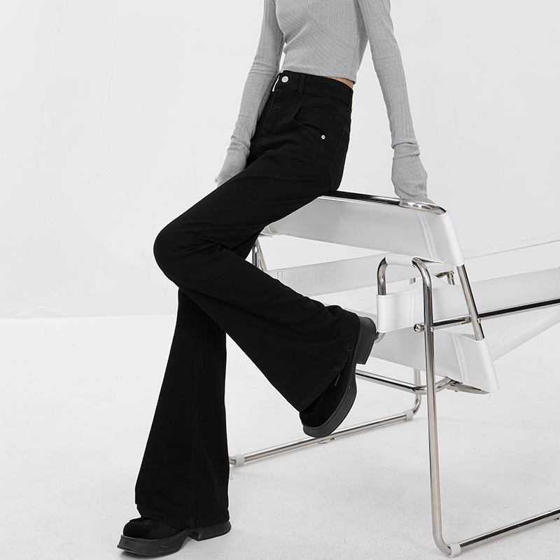 Retro Blue Flared Pants for Women - High Waist Slim Fit Jeans, 2025 Spring Collection, Y2K Style Retro Blue Flared Pants for Women - High Waist Slim Fit Jeans, 2025 Spring Collection, Y2K Style