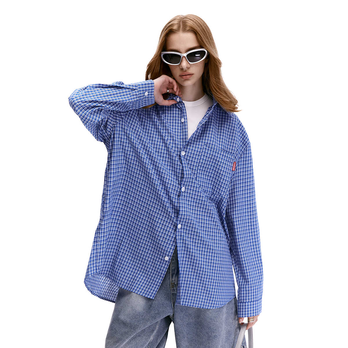 Retro Blue Plaid Long Sleeve Shirt for Men and Women - Loose Casual American Streetwear Outerwear Top, Y2K Style