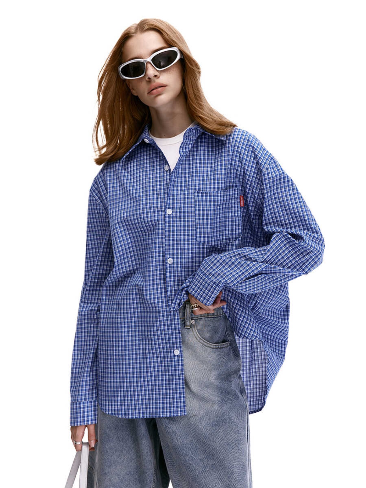 Retro Blue Plaid Long Sleeve Shirt for Men and Women - Loose Casual American Streetwear Outerwear Top, Y2K Style