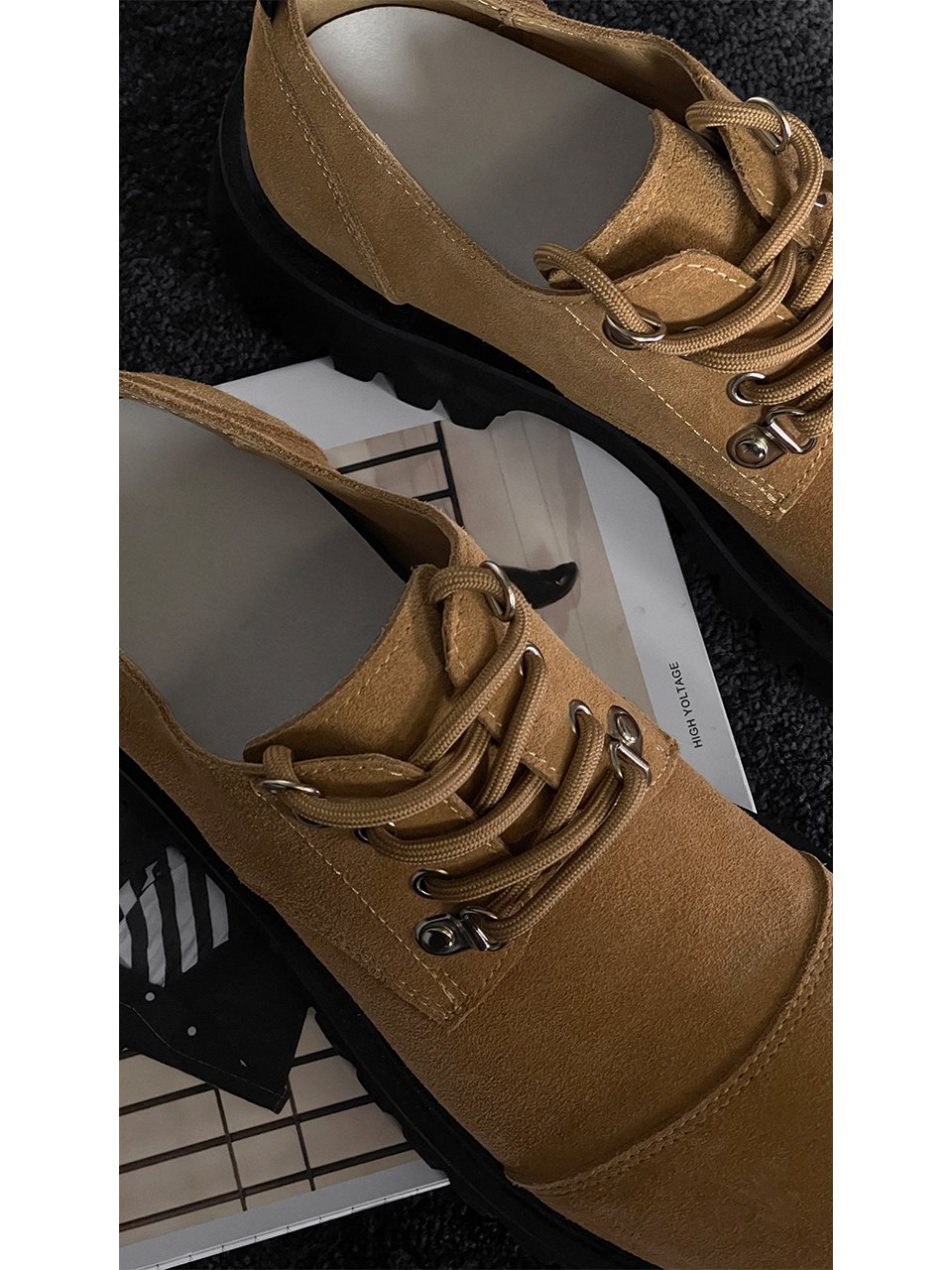 Retro British Style Spliced Suede Round-Toe Derby Shoes for Autumn - Height-Increasing Workwear Footwear Retro British Style Spliced Suede Round-Toe Derby Shoes for Autumn - Height-Increasing Workwear Footwear