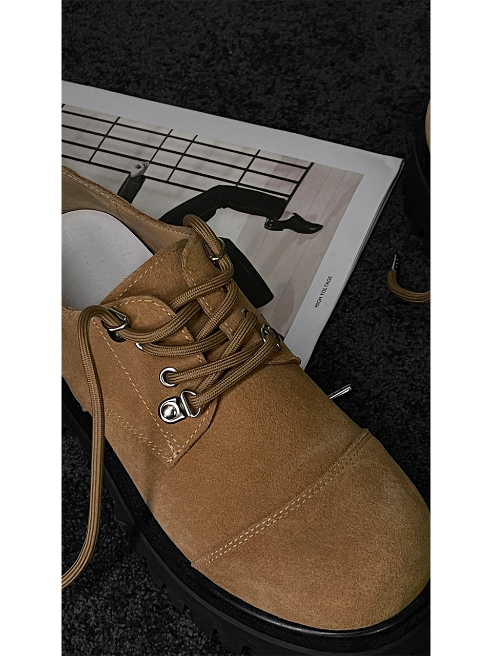 Retro British Style Spliced Suede Round-Toe Derby Shoes for Autumn - Height-Increasing Workwear Footwear Retro British Style Spliced Suede Round-Toe Derby Shoes for Autumn - Height-Increasing Workwear Footwear