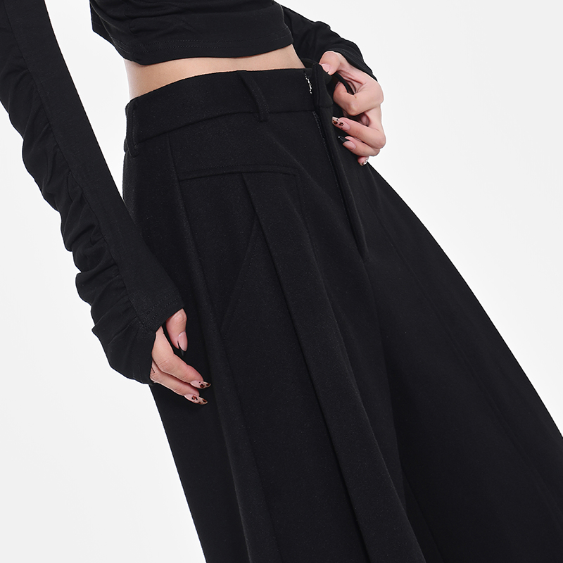 Retro Coffee-Colored High-Waisted Wide-Leg Suit Pants for Women - Thick Winter Slim-Fit Floor-Length Trousers Retro Coffee-Colored High-Waisted Wide-Leg Suit Pants for Women - Thick Winter Slim-Fit Floor-Length Trousers