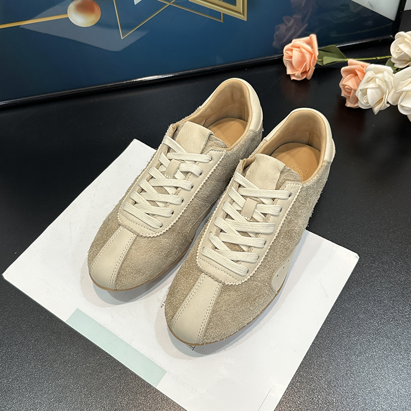 Retro Color-Blocking Genuine Leather Lace-Up Sports Shoes for Women - Silver Square-Toe Hidden Height Increase - Spring/Summer 2025 Retro Color-Blocking Genuine Leather Lace-Up Sports Shoes for Women - Silver Square-Toe Hidden Height Increase - Spring/Summer 2025