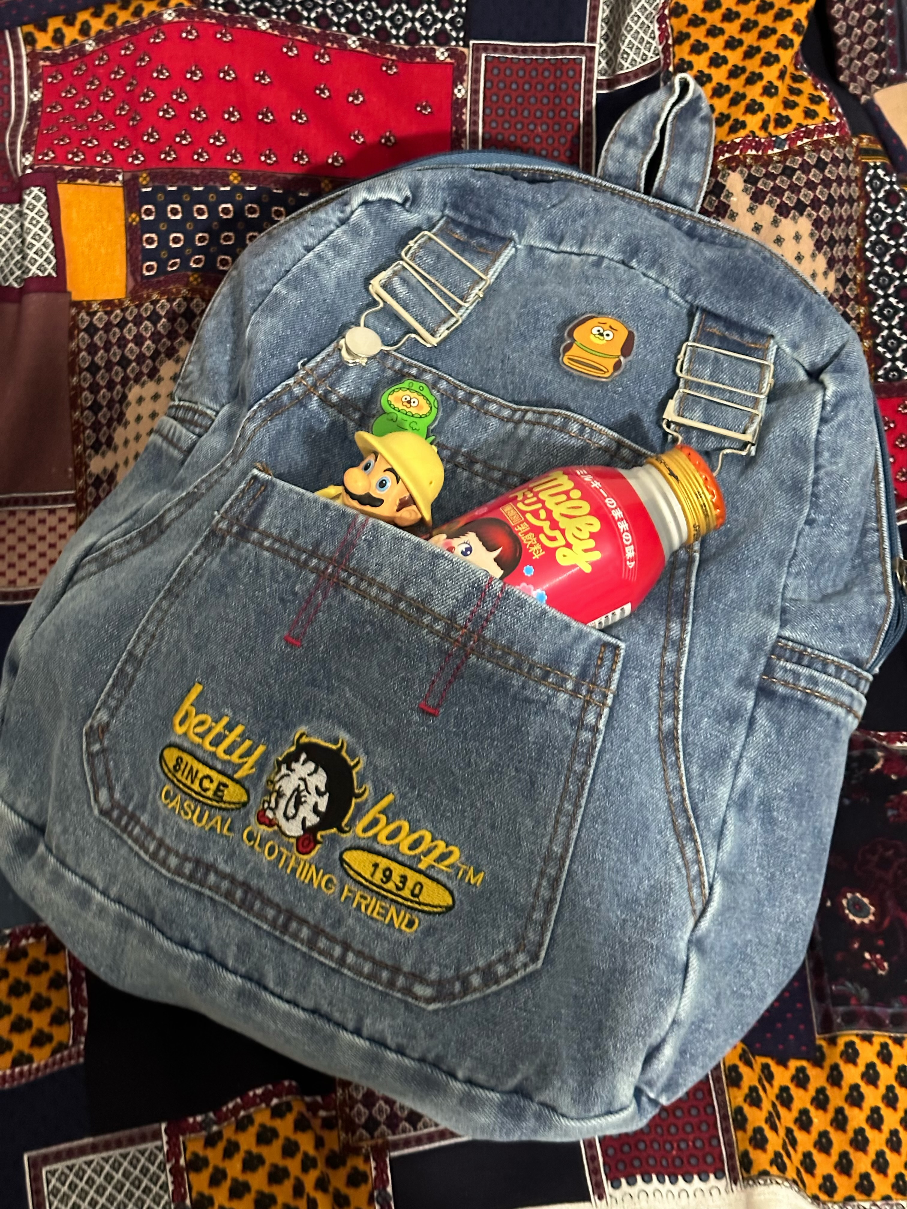 Retro Denim Backpack for Students - Large Capacity Casual Book Bag, Trendy Handbag for School, Y2K Style