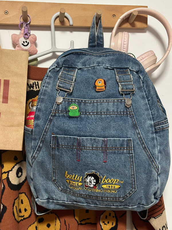 Retro Denim Backpack for Students - Large Capacity Casual Book Bag, Trendy Handbag for School, Y2K Style Retro Denim Backpack for Students - Large Capacity Casual Book Bag, Trendy Handbag for School, Y2K Style